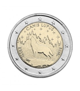 The two euro coin dedicated to the Estonian national animal, the wolf